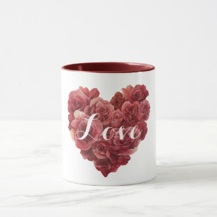 Röda Rosor Blommig Hjarta Mugg