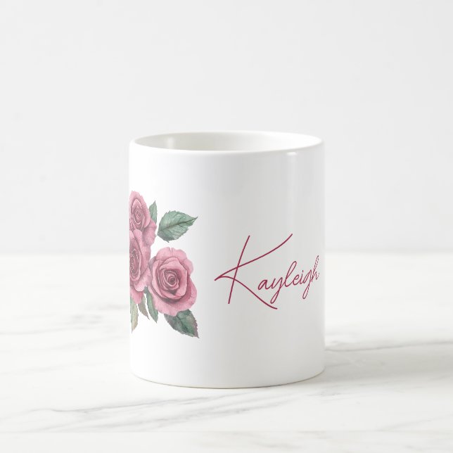 Röda Rosor Blommig Personlig Kaffemugg (Center)