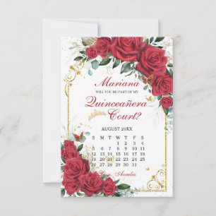 Röda Rosor Blommig Quinceanera Hov Förslags Kort