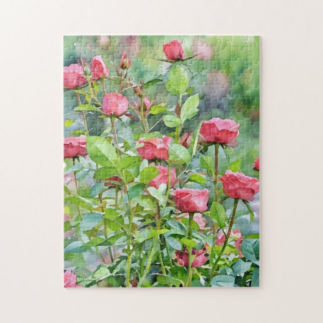 Röda Rosor Blommor Blomster Trädgård Konst Pussel (Vertikal)
