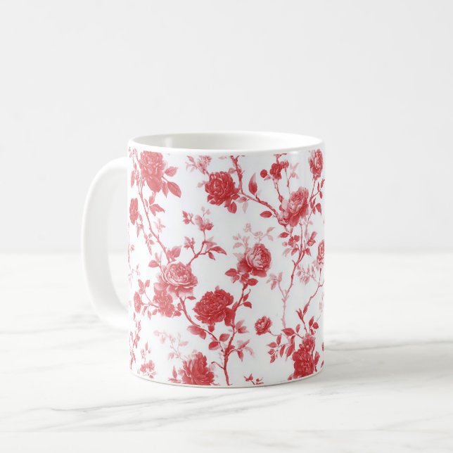 Röda Rosor Blommor Kaffemugg (Framsida vänster)