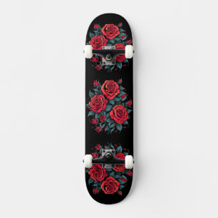 Röda Rosor Blommor Mini Skateboard Bräda 18,5 Cm