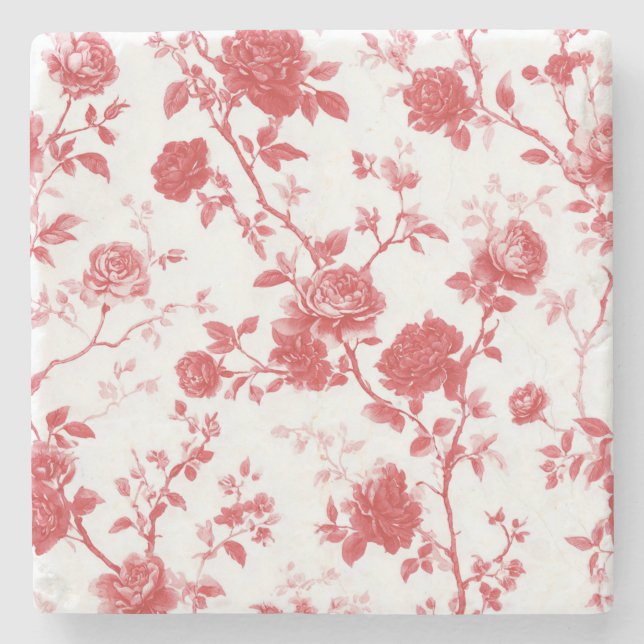 Röda Rosor Blommor Stenunderlägg (Framsidan)