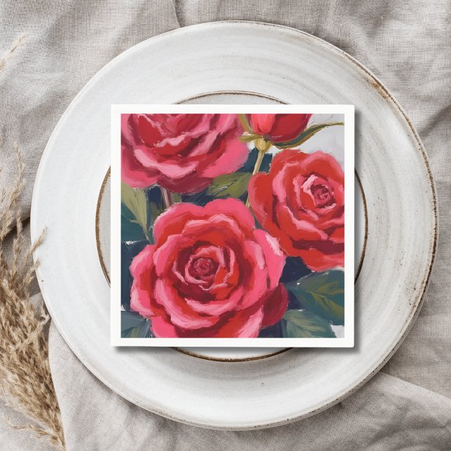 Röda Rosor Blomsterkonst Pappersservett (Skapare uppladdad)
