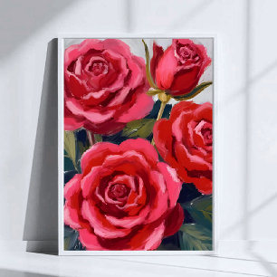 Röda Rosor Blomsterkonst Poster