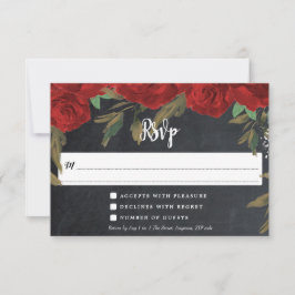 röda rosor boho blomsterbröllop svarskort RSVP OSA Kort
