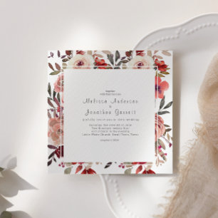 Röda Rosor Bröllopsinbjudan med Blush Blommor