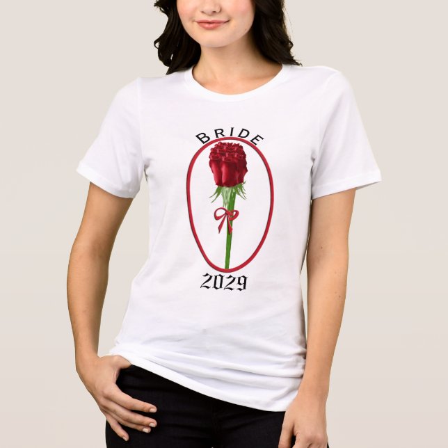 Röda Rosor Brud  T Shirt (Framsida)