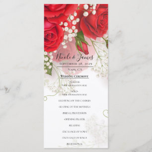 Röda Rosor & Brudslöja Elegant Blommig Bröllop  Meny