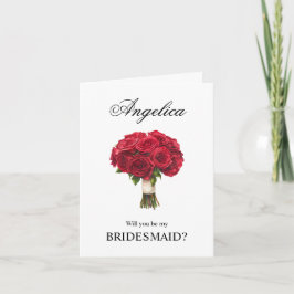 Röda rosor bukett brudtärna förfrågan kort