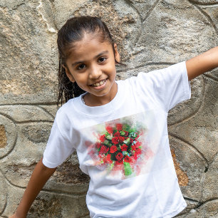 Röda rosor bukett vattenfärg på vit bakgrund t shirt