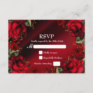 Röda Rosor Elegant Gotisk Bröllop RSVP-kort OSA Kort