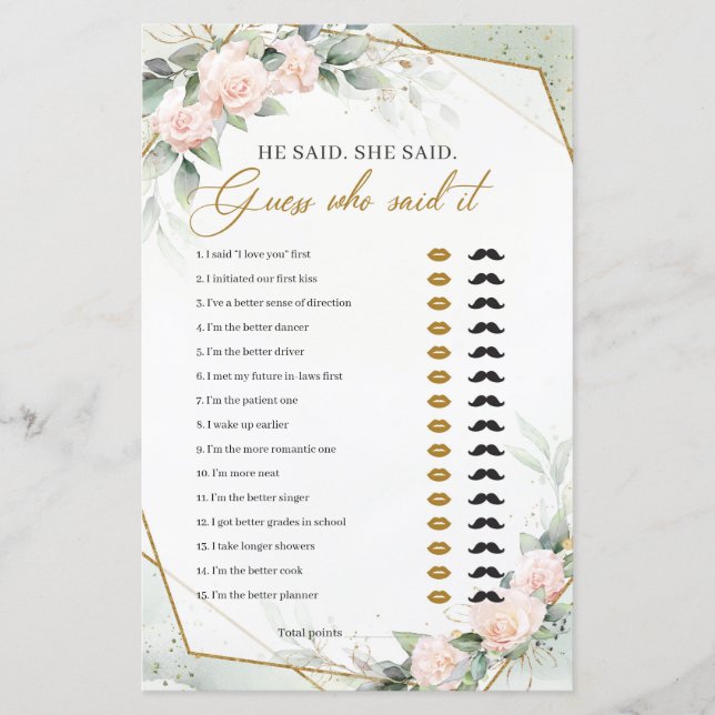 Röda rosor eukalyptus guldram Han sa Hon sa (Framsida)