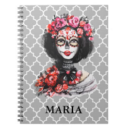 Röda rosor för ro för vattenfärgday of the anteckningsbok med spiral