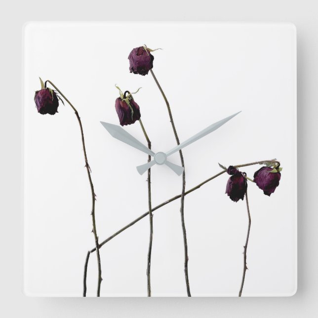 Röda Rosor Fyrkantig Klocka (Framsida)