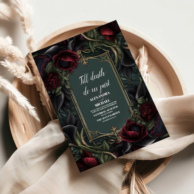 Röda Rosor Gotisk Halloween-Hochzeit Inbjudningar (Skapare uppladdad)