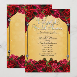 Röda rosor gula och gyllene bröllopsfest inbjudningar
