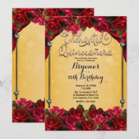 Röda Rosor Gult Guld Rosa Quinceañera 15-årsdag