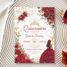 Röda Rosor Gyllene Fjärilar Quinceañera