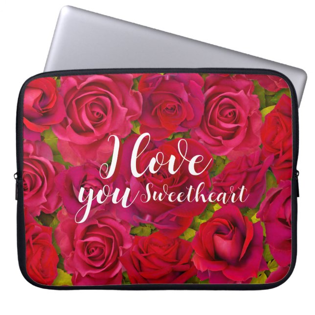 Röda Rosor Jag älskar dig Namn Laptop Fodral (Framsidan)