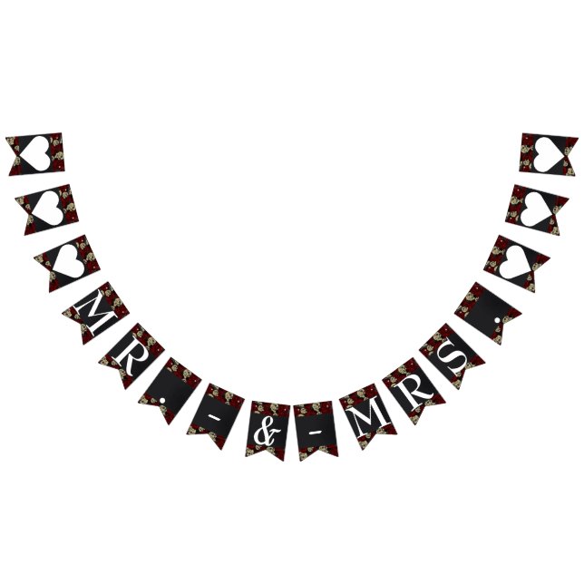 Röda Rosor Kallar Svart Blommotisk Gothic Herr & F Vimplar (Alla)