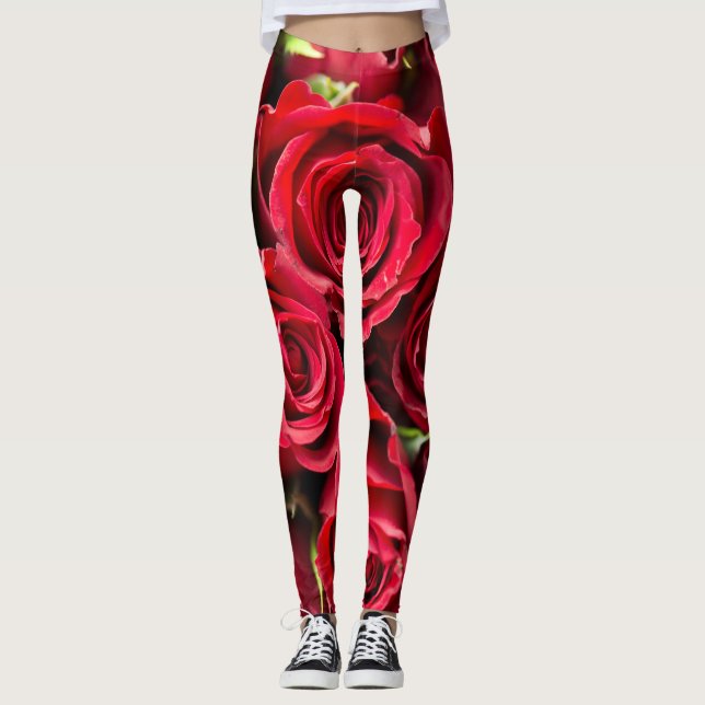 Röda rosor leggings (Framsida)