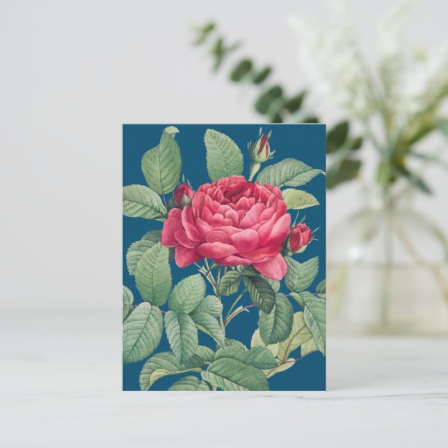 Röda rosor med gröna blad TACK Vykort (Stående Fram)