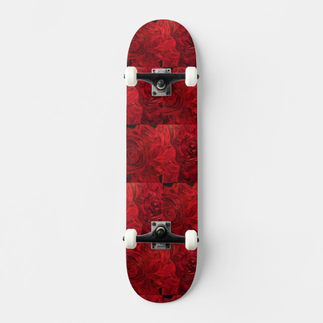 Röda Rosor Mini Skateboard Bräda 18,5 Cm (Framsida)
