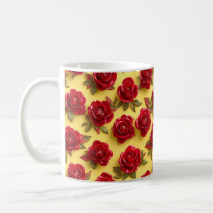 Röda rosor mönster kaffemugg