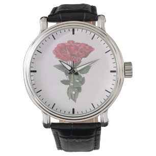 Röda rosor och blad armbandsur