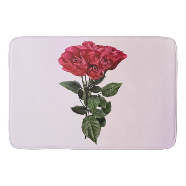 Röda rosor och blad badrumsmatta (Framsidan)