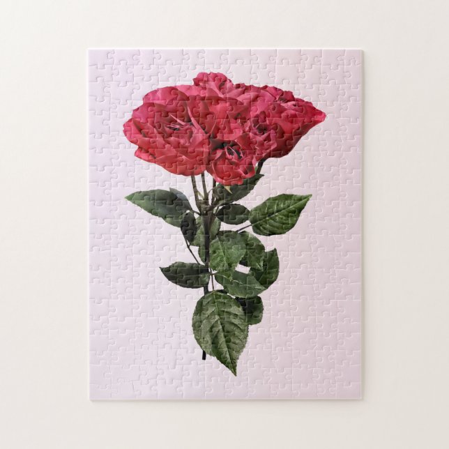 Röda rosor och blad pussel (Vertikal)