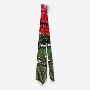 Röda rosor och blad slips