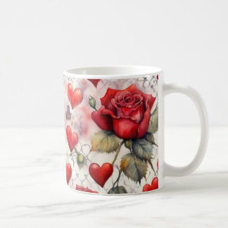 Röda rosor och hjärtans alla hjärtans dag kaffemugg