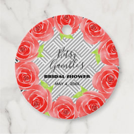 Röda rosor på svart-vitrandiga Derby-fest Gåvor Etiketter