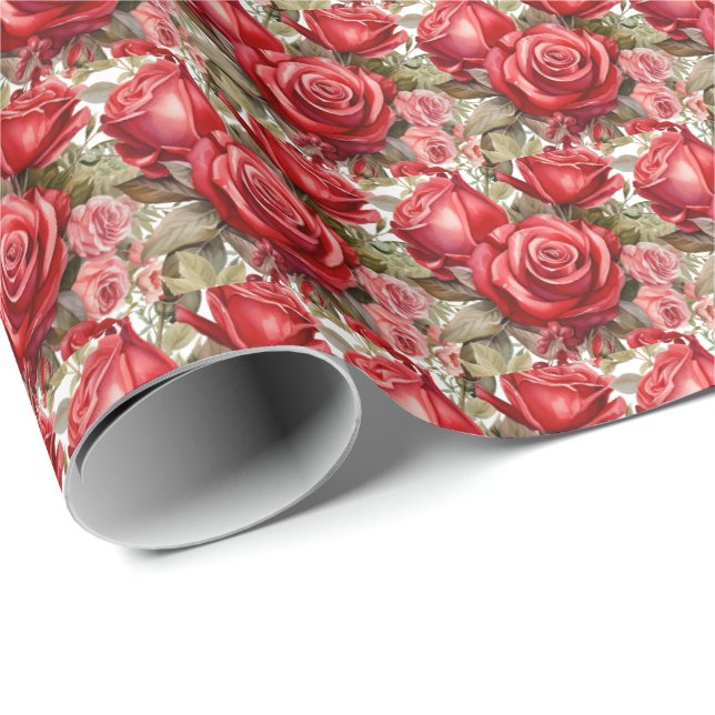 Röda Rosor  Presentpapper (Rullad Hörn)