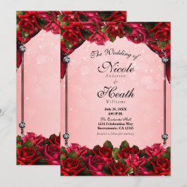 Röda Rosor & Rosa Glam Bröllop Inbjudningar