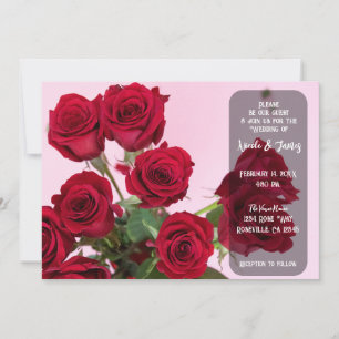 Röda Rosor Rosa Romantiskt Blomsterbukett Bröllop Inbjudningar