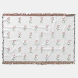 Röda rosor, Rosmönster, Blommor Filt