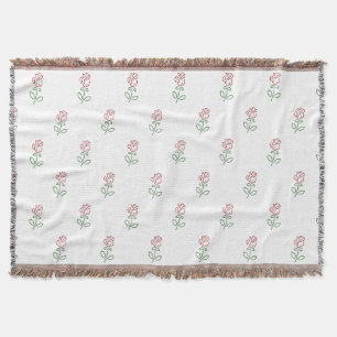 Röda rosor, Rosmönster, Blommor Filt