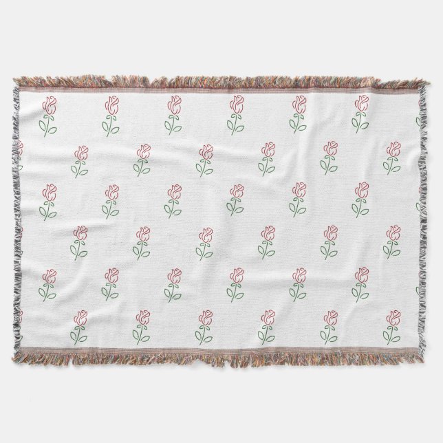 Röda rosor, Rosmönster, Blommor Filt (Framsidan)