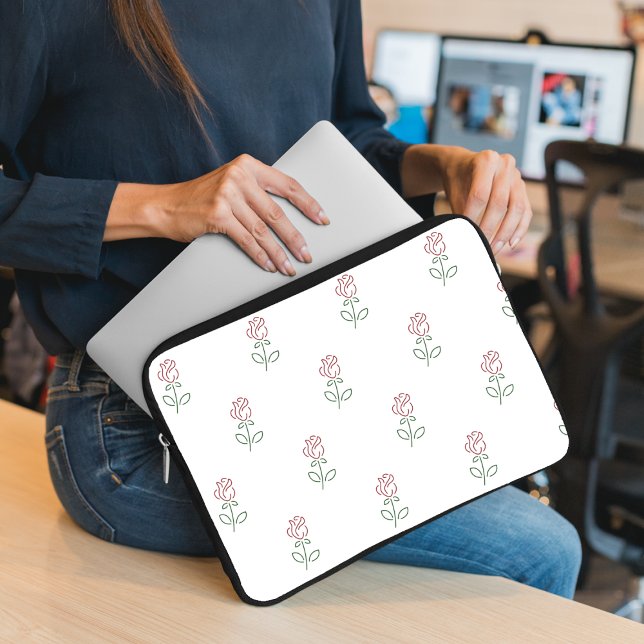 Röda rosor, Rosmönster, Blommor Laptop Fodral (Skapare uppladdad)
