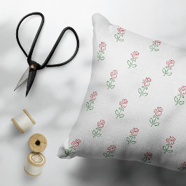 Röda rosor, Rosmönster, Blommor Prydnadskudde