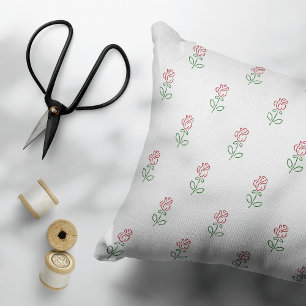 Röda rosor, Rosmönster, Blommor Prydnadskudde