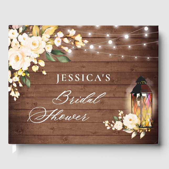 Röda rosor rustika träljus bröllopsfest gästböcker (Framsida)