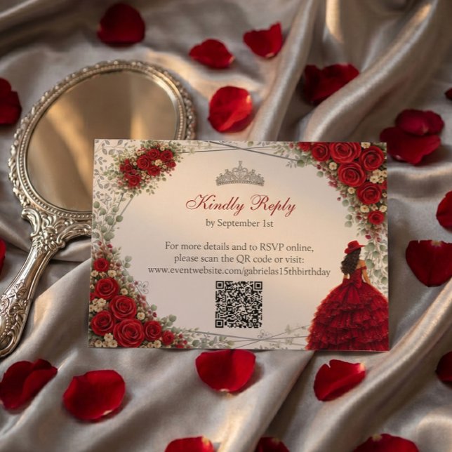Röda Rosor Silverfjärilar Quinceañera OSA Kort (Skapare uppladdad)