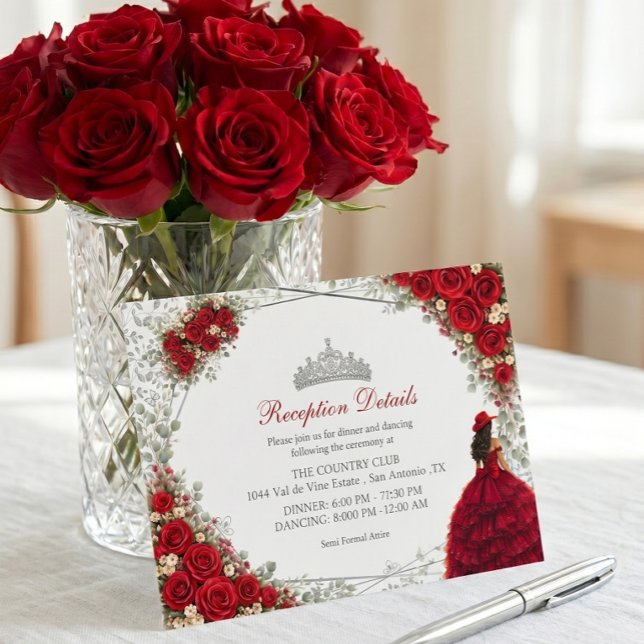 Röda Rosor Silverfjärilar Quinceañera Tilläggskort (Skapare uppladdad)