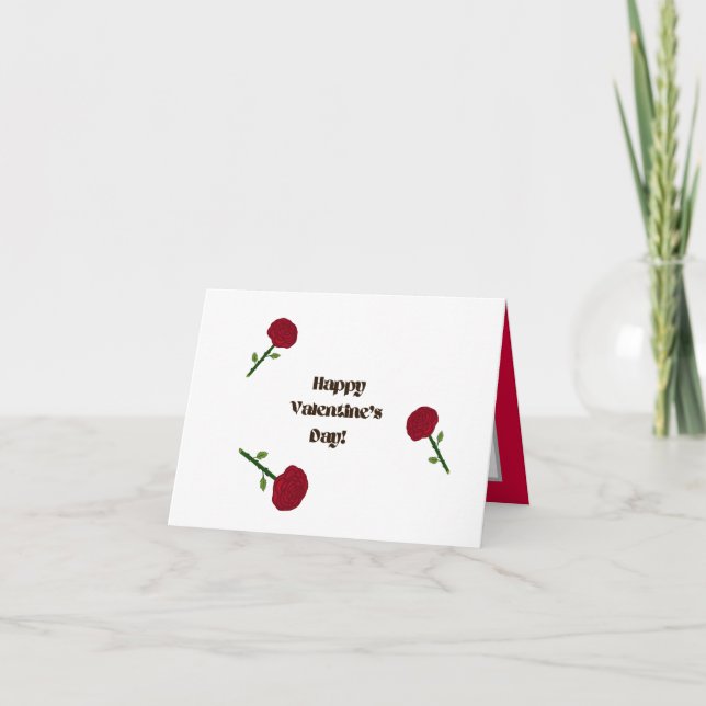 Röda rosor Små, 4" x 5,6" Vikt kort (Framsida)