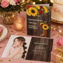 Röda rosor Solrosar Cowboy Stövlar Quinceanera