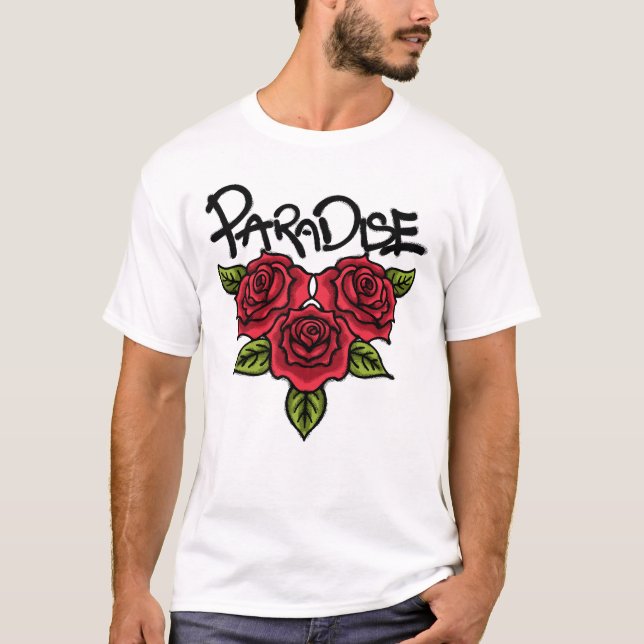 Röda rosor streetwear t shirt (Framsida)